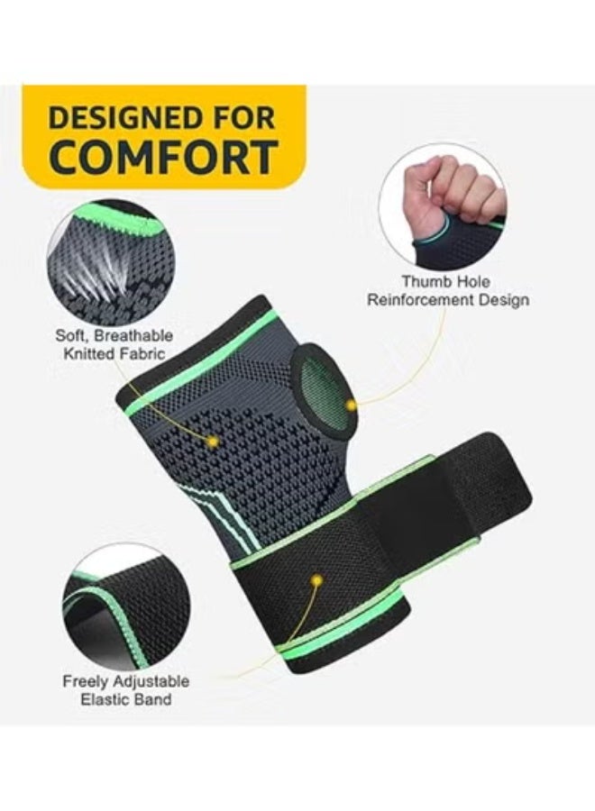 طقم دعامة ومعصم ضاغط مع حزام دعم قابل للتعديل - قطعتان من أكمام اليد للياقة البدنية ورفع الأثقال وركوب الدراجات - مشد طبي لتخفيف آلام الأوتار والنفق الرسغي - مقاس ميديوم - Image 4